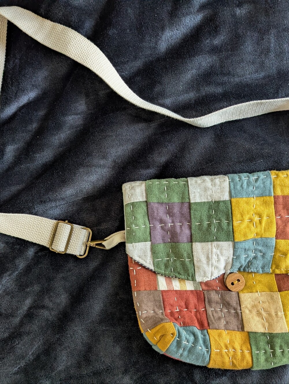 Linen Patchwork Crossbody Bag